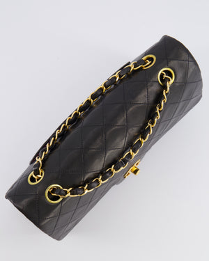 Chanel Vintage Black Medium Classic Double Flap Bag in Lambskin Leather with 24K Gold Hardware