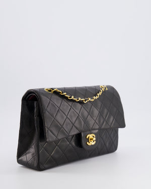 Chanel Vintage Black Medium Classic Double Flap Bag in Lambskin Leather with 24K Gold Hardware