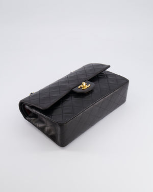 Chanel Vintage Black Medium Classic Double Flap Bag in Lambskin Leather with 24K Gold Hardware