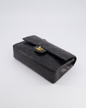 Chanel Vintage Black Medium Classic Double Flap Bag in Lambskin Leather with 24K Gold Hardware