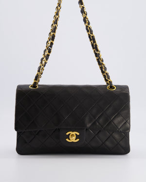 Chanel Vintage Black Medium Classic Double Flap Bag in Lambskin Leather with 24K Gold Hardware