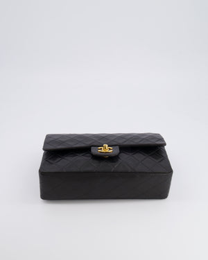 Chanel Vintage Black Medium Classic Double Flap Bag in Lambskin Leather with 24K Gold Hardware