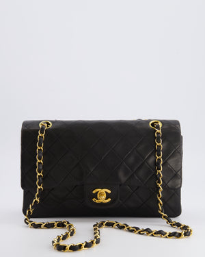 Chanel Vintage Black Medium Classic Double Flap Bag in Lambskin Leather with 24K Gold Hardware