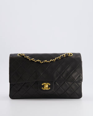 Chanel Vintage Black Medium Classic Double Flap Bag in Lambskin Leather with 24K Gold Hardware