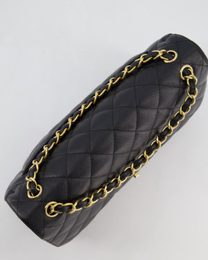 Chanel Black Jumbo Classic Double Flap Bag in Caviar Leather with Gold Hardware