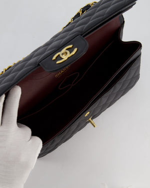 Chanel Black Jumbo Classic Double Flap Bag in Caviar Leather with Gold Hardware