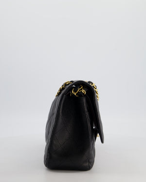 Chanel Black Jumbo Classic Double Flap Bag in Caviar Leather with Gold Hardware