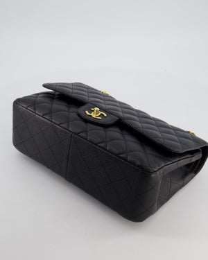 Chanel Black Jumbo Classic Double Flap Bag in Caviar Leather with Gold Hardware