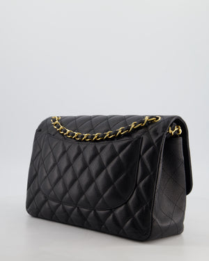 Chanel Black Jumbo Classic Double Flap Bag in Caviar Leather with Gold Hardware