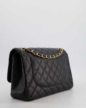Chanel Black Jumbo Classic Double Flap Bag in Caviar Leather with Gold Hardware