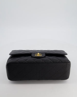 Chanel Black Jumbo Classic Double Flap Bag in Caviar Leather with Gold Hardware