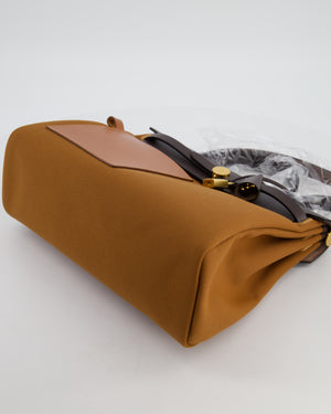 *SUPER HOT* Hermès Herbag 31 Zip Pocket Cargo Bag in Fauve Toile Militaire Canvas, Ebene Vache Hunter Leather with Gold Hardware