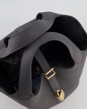 Hermès Picotin Lock 18 Bag in Ardoise Clemence Leather with Permabrass Hardware