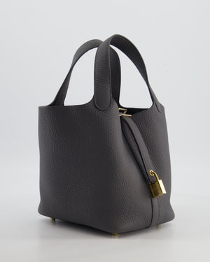Hermès Picotin Lock 18 Bag in Ardoise Clemence Leather with Permabrass Hardware
