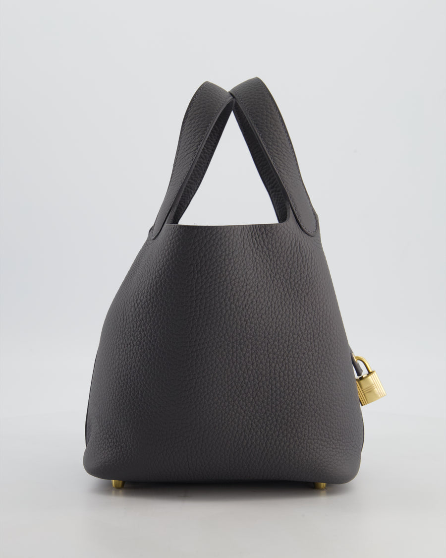 Hermès Picotin Lock 18 Bag in Ardoise Clemence Leather with Permabrass Hardware