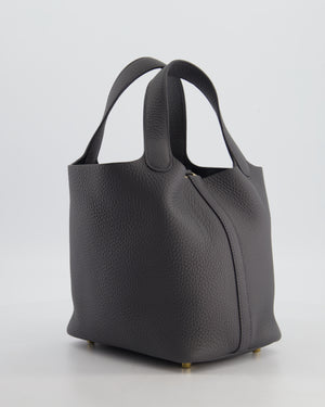 Hermès Picotin Lock 18 Bag in Ardoise Clemence Leather with Permabrass Hardware