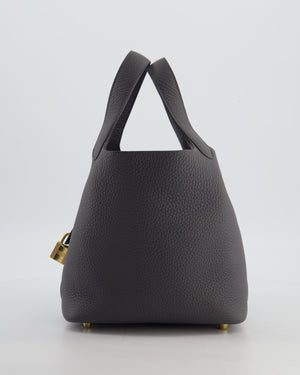 Hermès Picotin Lock 18 Bag in Ardoise Clemence Leather with Permabrass Hardware