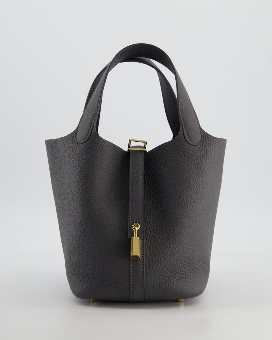 Hermès Picotin Lock 18 Bag in Ardoise Clemence Leather with Permabrass Hardware