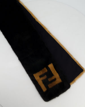 Fendi Brown and Black Gradient Mink Fur Logo Scarf RRP £2,150