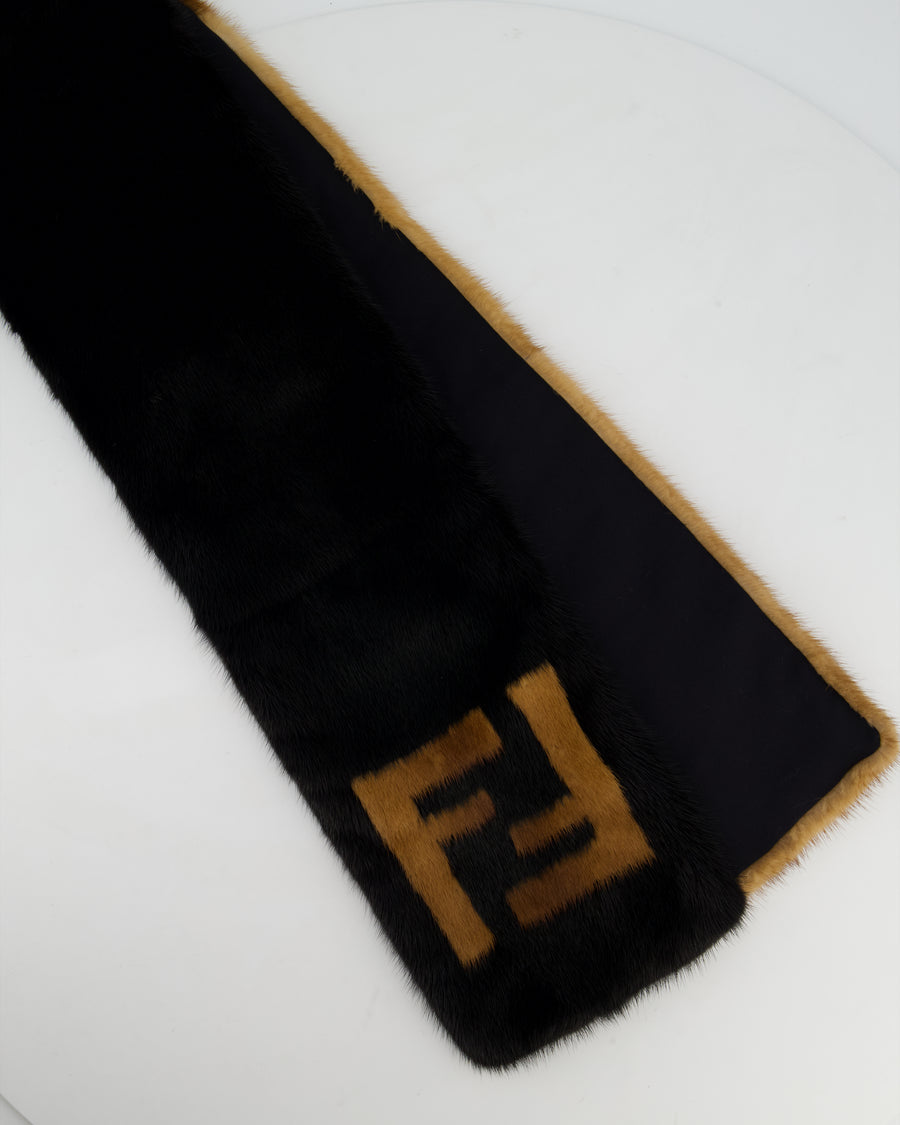 Fendi Brown and Black Gradient Mink Fur Logo Scarf RRP £2,150
