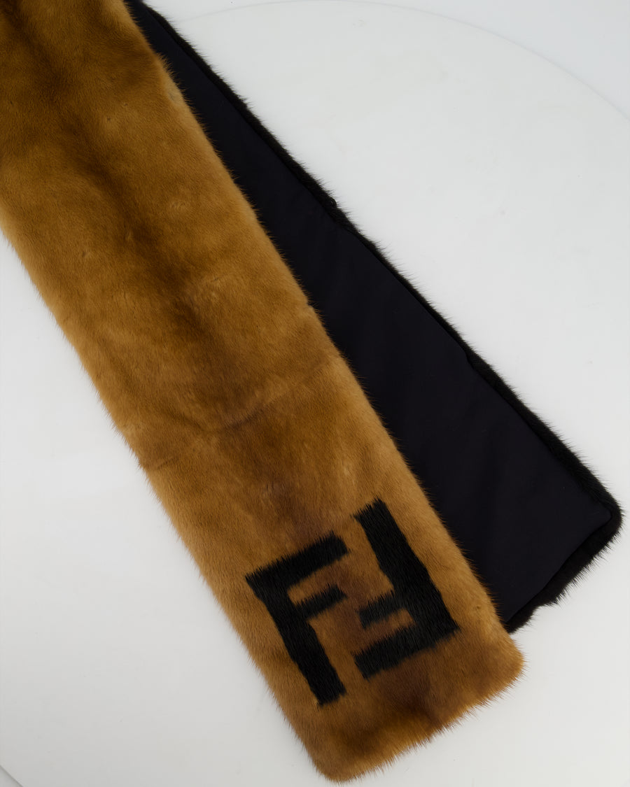 Fendi Brown and Black Gradient Mink Fur Logo Scarf RRP £2,150