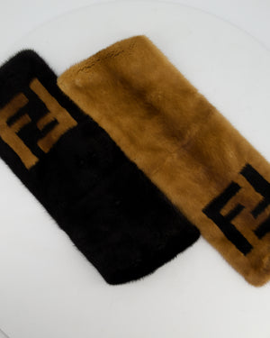 Fendi Brown and Black Gradient Mink Fur Logo Scarf RRP £2,150