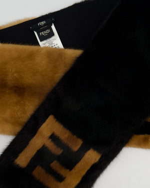 Fendi Brown and Black Gradient Mink Fur Logo Scarf RRP £2,150