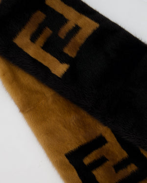 Fendi Brown and Black Gradient Mink Fur Logo Scarf RRP £2,150