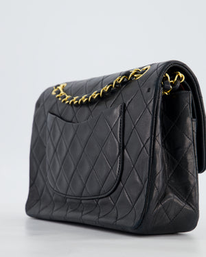 Chanel Vintage Medium Black Classic Double Flap Bag in Lambskin Leather with 24K Gold Hardware