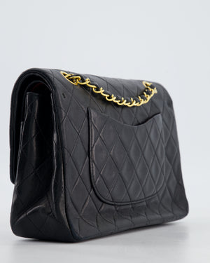 Chanel Vintage Medium Black Classic Double Flap Bag in Lambskin Leather with 24K Gold Hardware