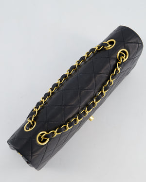 Chanel Vintage Medium Black Classic Double Flap Bag in Lambskin Leather with 24K Gold Hardware