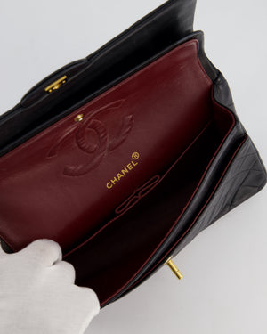 Chanel Vintage Medium Black Classic Double Flap Bag in Lambskin Leather with 24K Gold Hardware