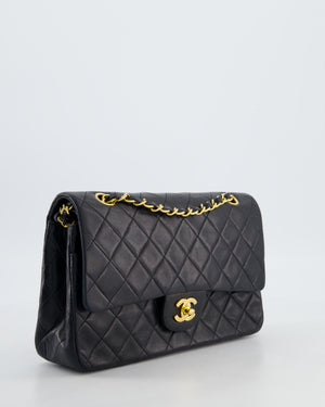 Chanel Vintage Medium Black Classic Double Flap Bag in Lambskin Leather with 24K Gold Hardware