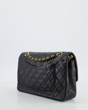 Chanel Vintage Medium Black Classic Double Flap Bag in Lambskin Leather with 24K Gold Hardware