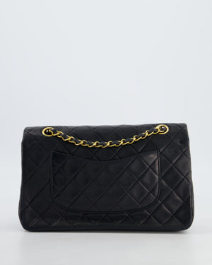 Chanel Vintage Medium Black Classic Double Flap Bag in Lambskin Leather with 24K Gold Hardware