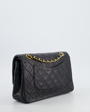 Chanel Vintage Medium Black Classic Double Flap Bag in Lambskin Leather with 24K Gold Hardware