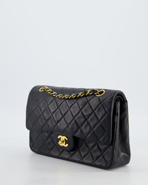 Chanel Vintage Medium Black Classic Double Flap Bag in Lambskin Leather with 24K Gold Hardware