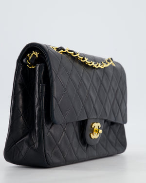 Chanel Vintage Medium Black Classic Double Flap Bag in Lambskin Leather with 24K Gold Hardware
