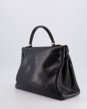 Hermès Vintage Kelly 32 Retourne Bag in Black Calfskin Box Leather with Gold Hardware