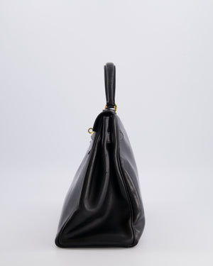 Hermès Vintage Kelly 32 Retourne Bag in Black Calfskin Box Leather with Gold Hardware