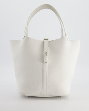 Hermès Picotin 22 Lock Bag in New White Clemence Leather with Palladium Hardware