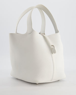 Hermès Picotin 22 Lock Bag in New White Clemence Leather with Palladium Hardware