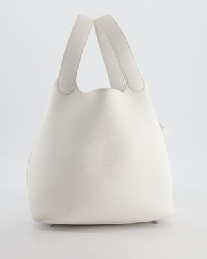 Hermès Picotin 22 Lock Bag in New White Clemence Leather with Palladium Hardware