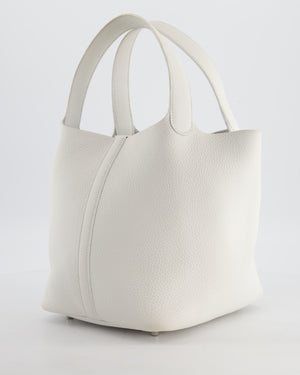 Hermès Picotin 22 Lock Bag in New White Clemence Leather with Palladium Hardware