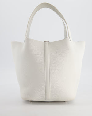 Hermès Picotin 22 Lock Bag in New White Clemence Leather with Palladium Hardware