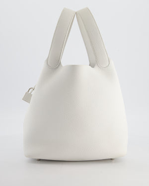 Hermès Picotin 22 Lock Bag in New White Clemence Leather with Palladium Hardware