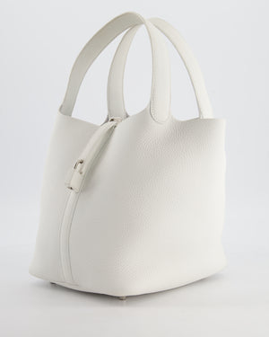 Hermès Picotin 22 Lock Bag in New White Clemence Leather with Palladium Hardware