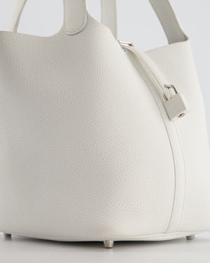 Hermès Picotin 22 Lock Bag in New White Clemence Leather with Palladium Hardware