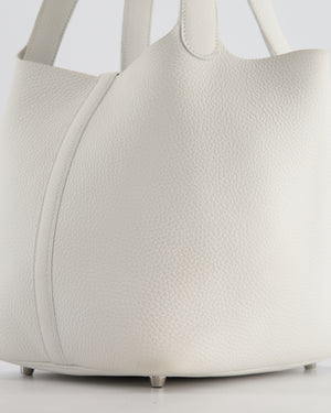 Hermès Picotin 22 Lock Bag in New White Clemence Leather with Palladium Hardware