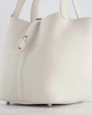 Hermès Picotin 22 Lock Bag in New White Clemence Leather with Palladium Hardware